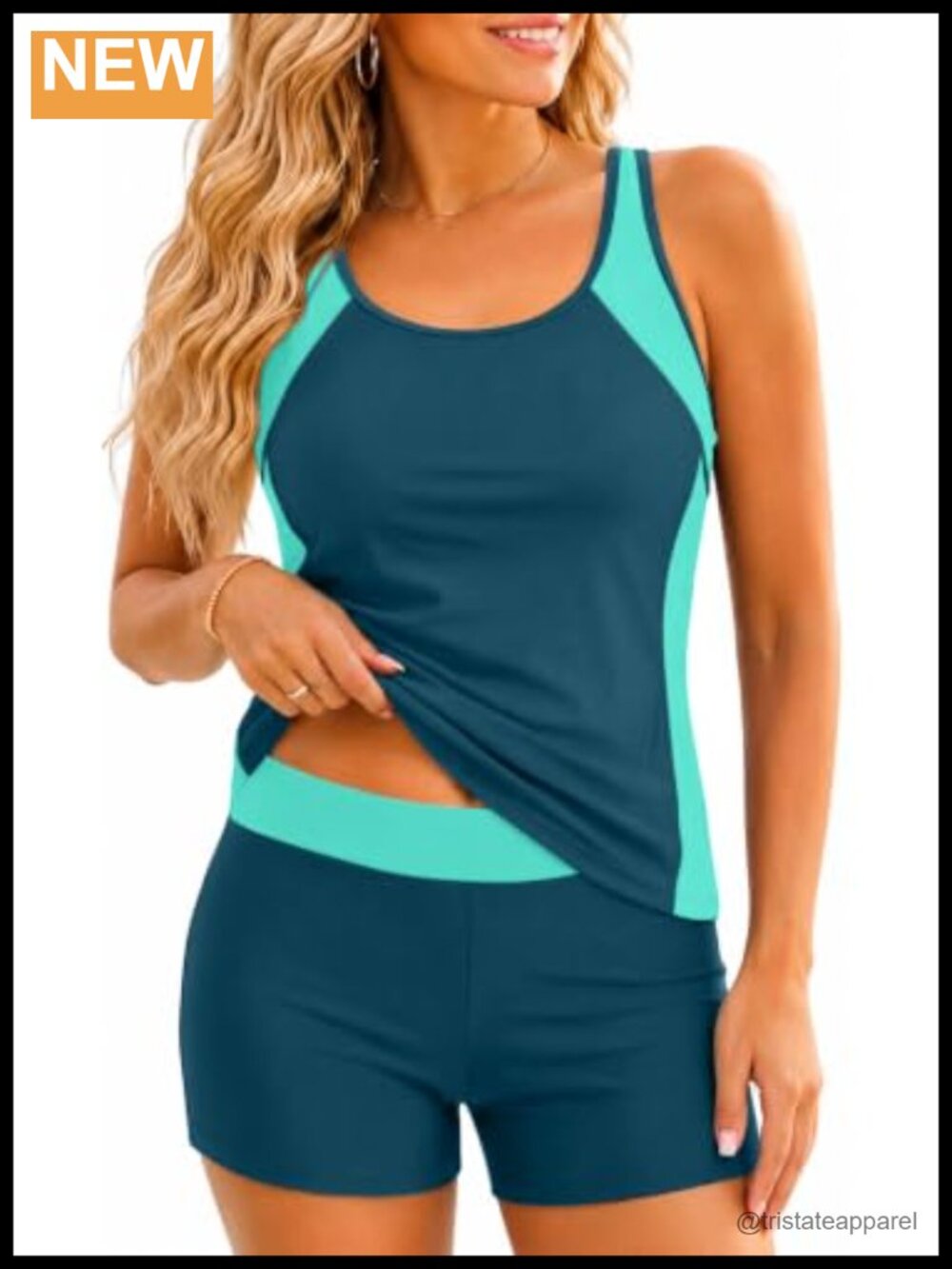 Women's 2 Piece Tankini Swimsuit Tummy Control Bathing Suit with Boy Shorts